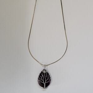 Tree of Life Amethyst Pendant Necklace with Wire Wrapped Purple Gemstone Jewelry